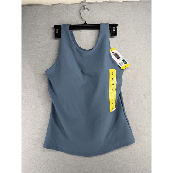 32 Degrees Tops - 32 Degrees Cool Women's Soft Ribbed Fabric with Built-In-Bra Top Blue Size S